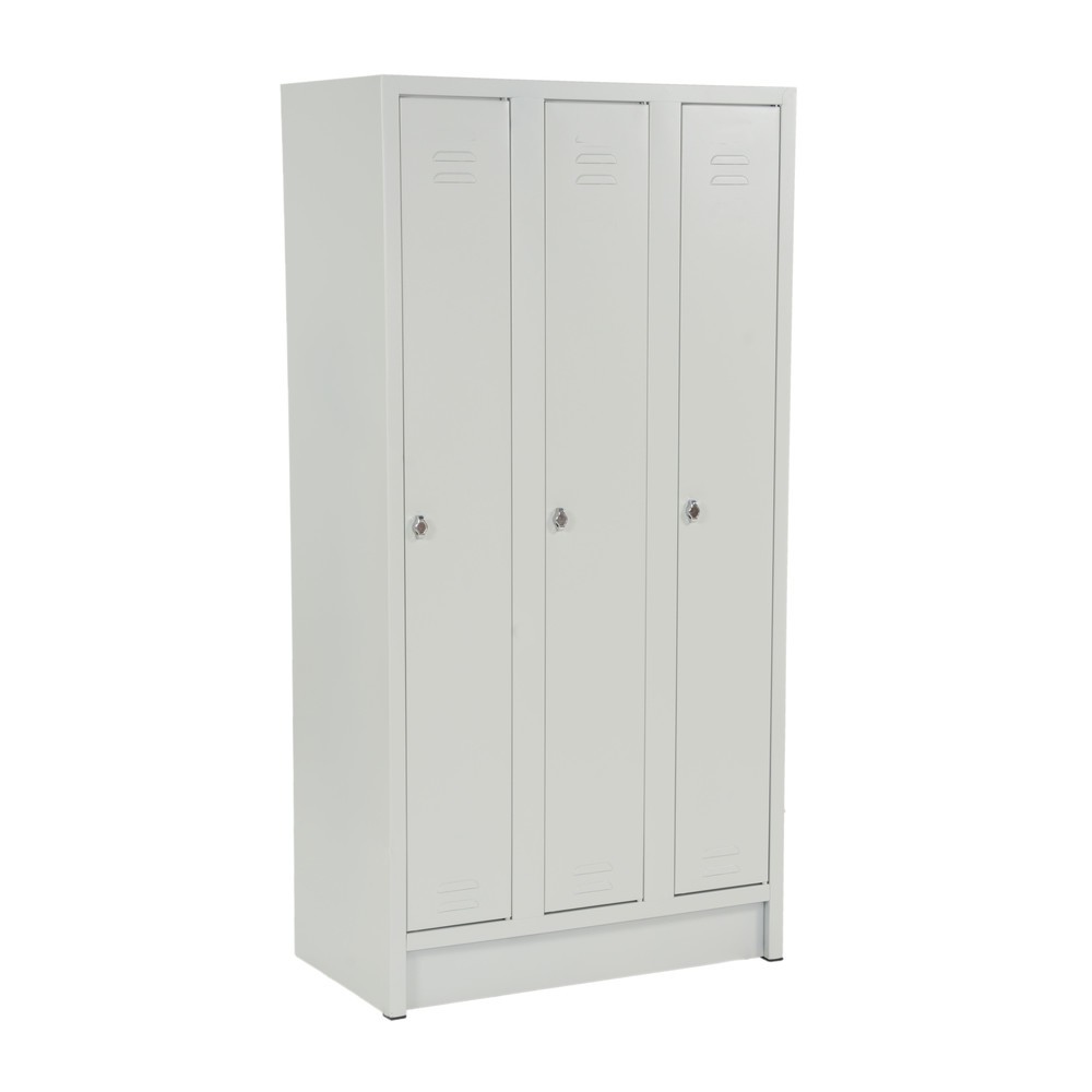 Illustration du produit: Armoire-penderie avec socle HEMMDAL HG-S-2, fermeture à pêne tournant, 3 compartiments, gris clair