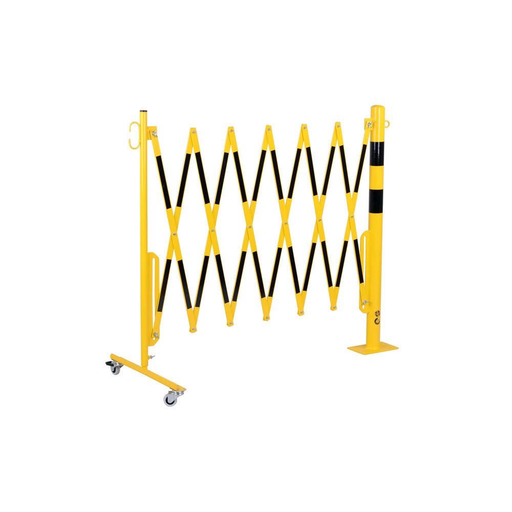 Numéro de l'image du produit 2: Barrière extensible dancop avec potelets, Ø 60 mm, largeur 3 600 mm, noir/jaune