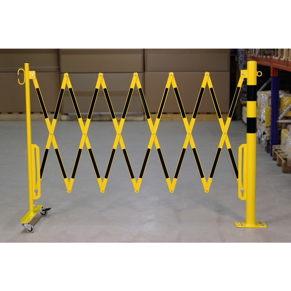 Numéro de l'image du produit 4: Barrière extensible dancop avec potelets, Ø 60 mm, largeur 3 600 mm, noir/jaune