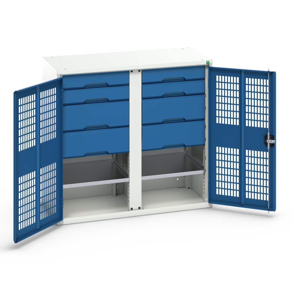 Illustration du produit: bott verso Armoire-penderie avec ventilation, avec 2 tablettes, 8 tiroirs, paroi de séparation, lxPxH : 1050 x 550 x 1 000 mm