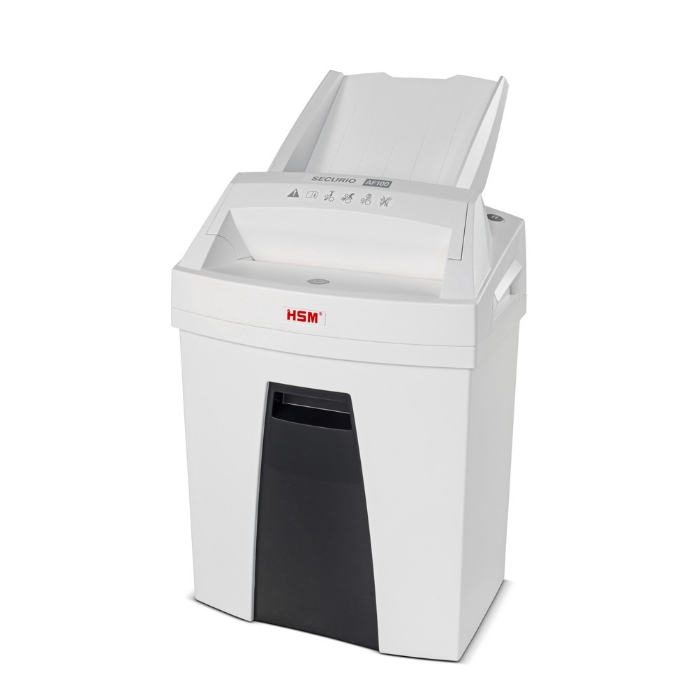 Illustration du produit: Destructeur de documents SECURIO AF100 de HSM, chargement automatique du papier, coupe croisée en particules de 4 x 25 mm
