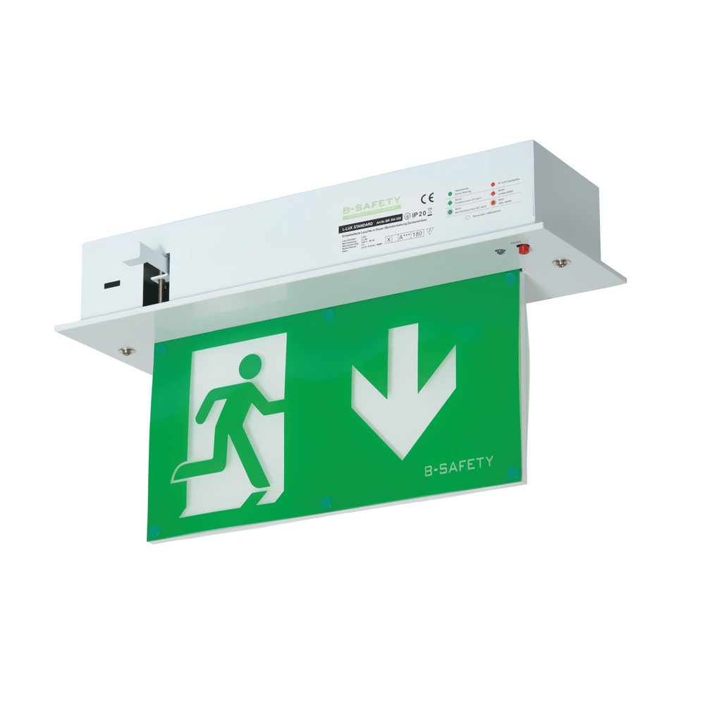 Illustration du produit: Éclairage de sécurité à pictogramme B-Safety L-LUX STANDARD, avec fonction AUTOTEST, version 3 h, montage au plafond