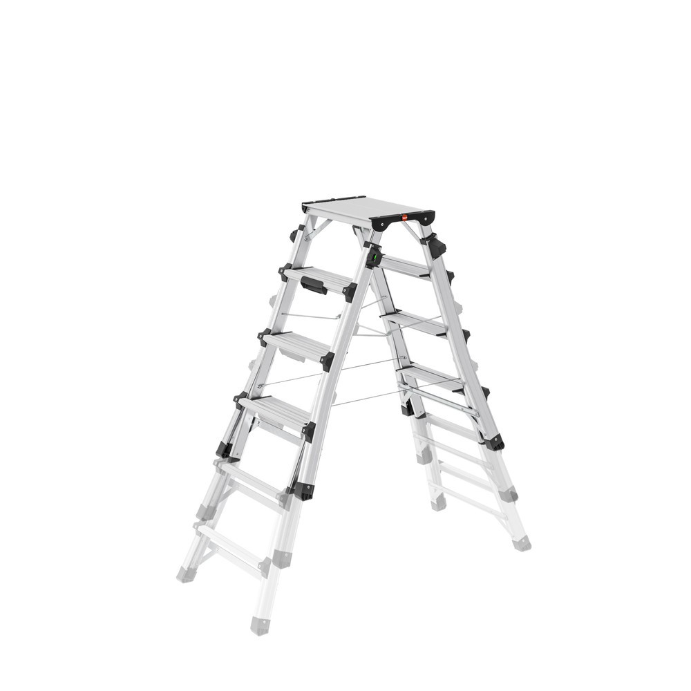 Numéro de l'image du produit 4: Hailo D100 TL TopLine, escabeau double à marches télescopique en aluminium, 2x4 - 2x6 marches
