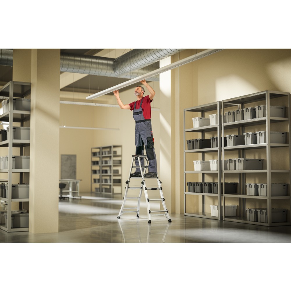 Numéro de l'image du produit 7: Hailo D100 TL TopLine, escabeau double à marches télescopique en aluminium, 2x4 - 2x6 marches