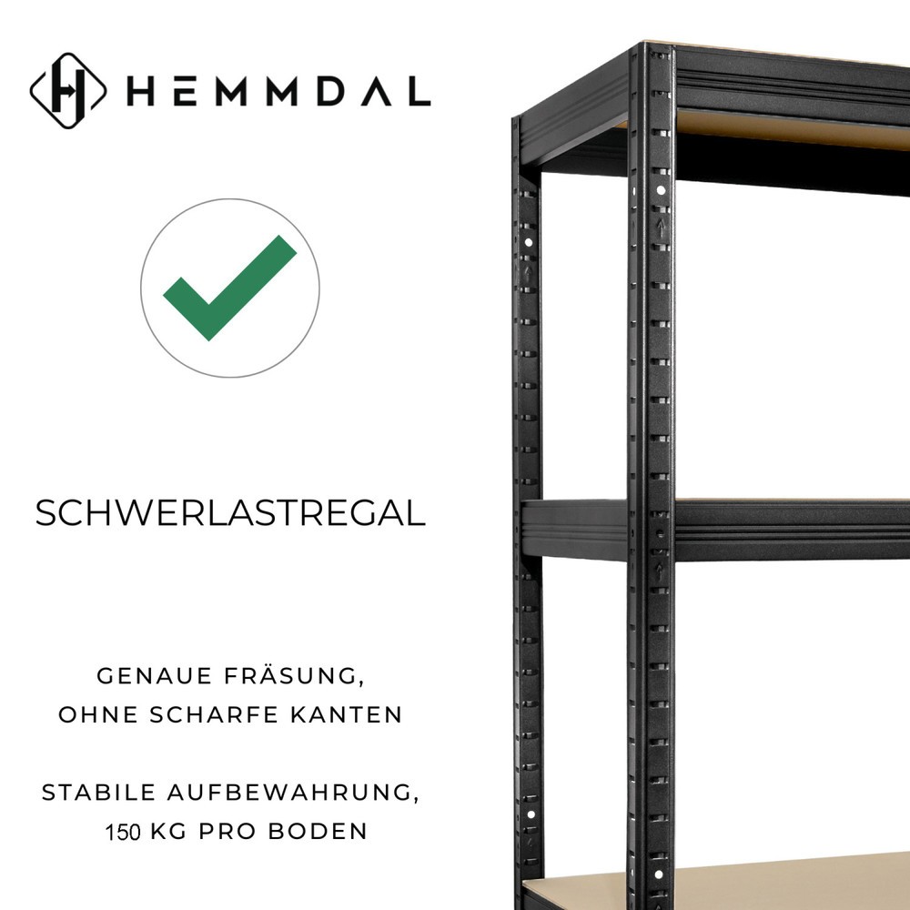 Numéro de l'image du produit 3: HEMMDAL Rayonnage pour charges lourdes Type S, noir – 180 x 90 x 45 cm – jusqu'à 750 kg