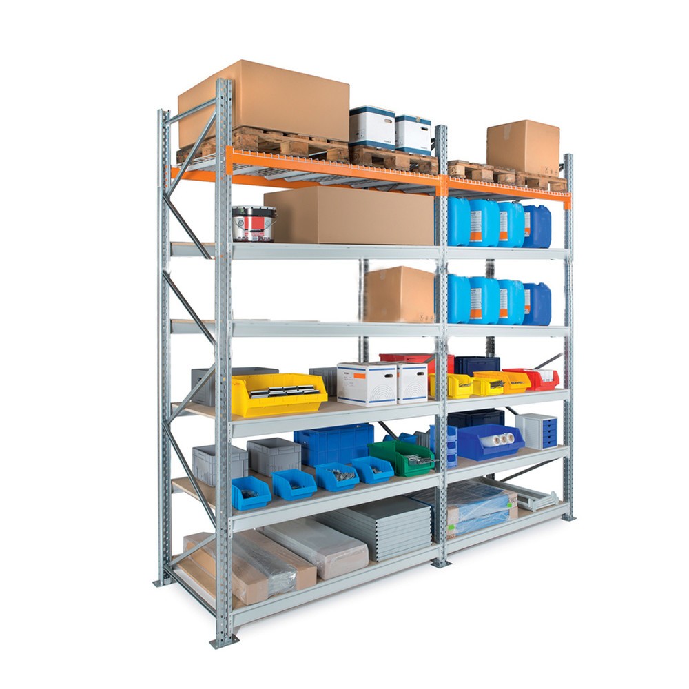 Numéro de l'image du produit 7: Kit complet de rayonnage hybride ManOrga, rayonnage grande portée et à palettes, HxlxP 3 000 x 5 475 x 1 100 mm