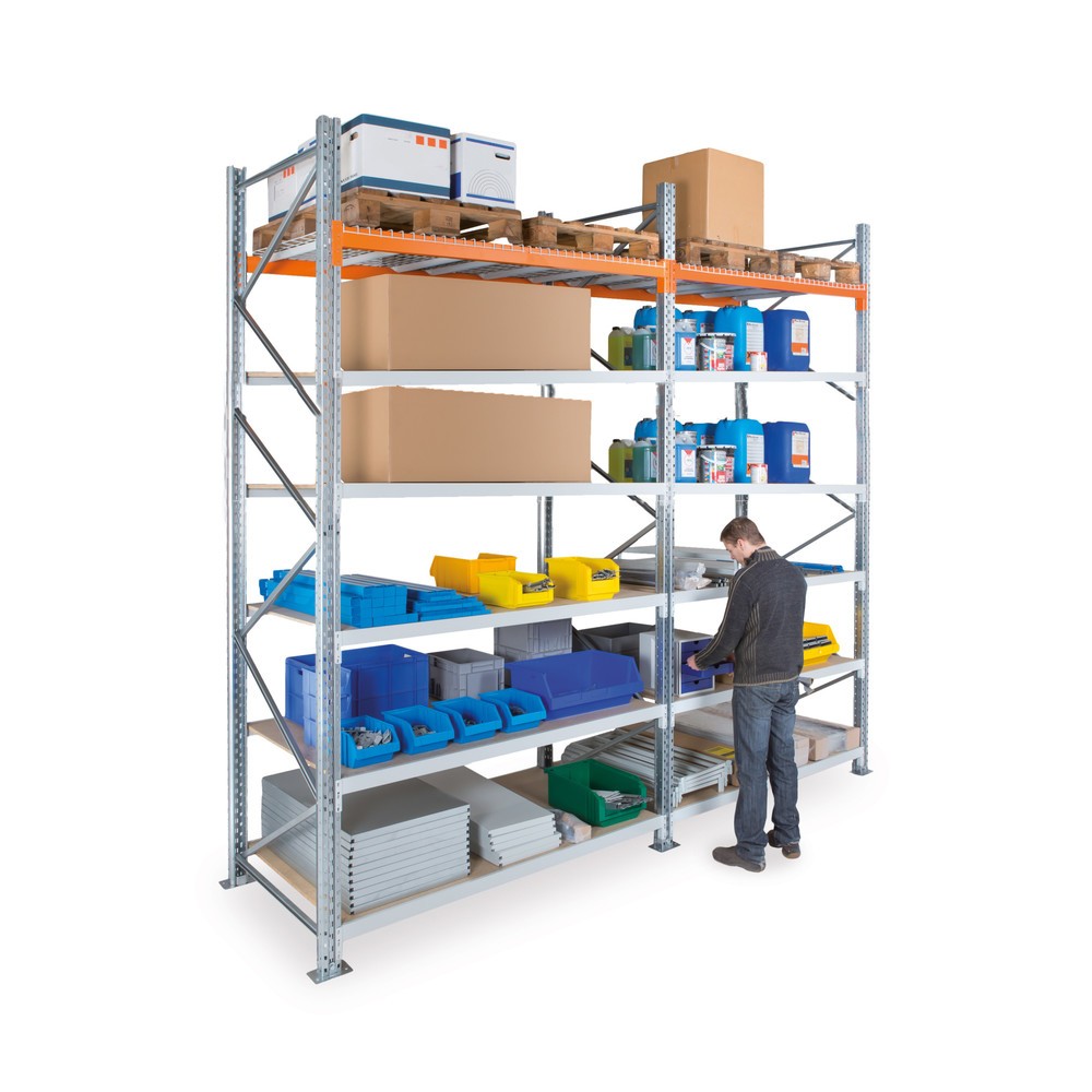 Numéro de l'image du produit 8: Kit complet de rayonnage hybride ManOrga, rayonnage grande portée et à palettes, HxlxP 3 000 x 5 475 x 1 100 mm