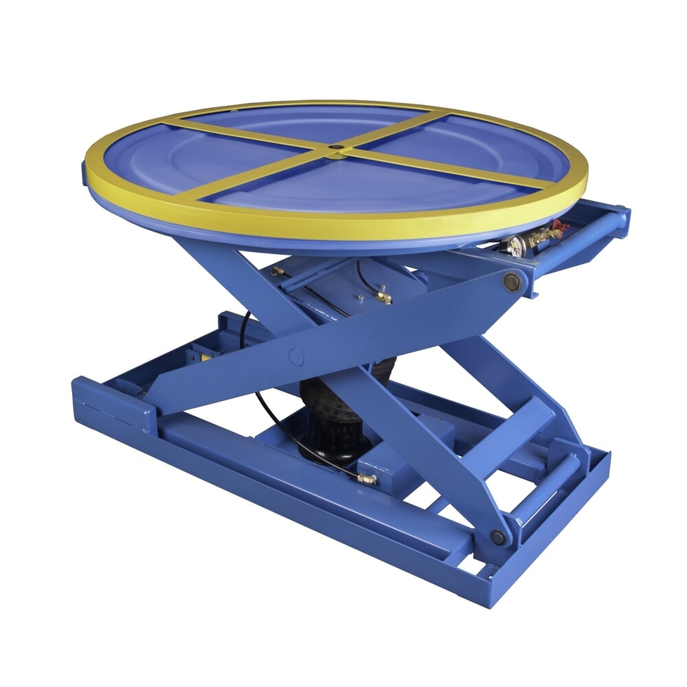 Illustration du produit: Bishamon Positionneur pour palettes à ciseaux à air comprimé équipé d’une plate-forme pivotante, capacité de charge 2000 kg, Ø 1092 mm