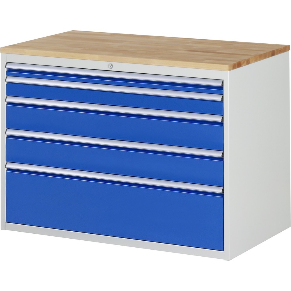 Illustration du produit: RAU Armoire à tiroirs série 7000, HxlxP 825 x 1 145 x 650 mm, avec 5 tiroirs taille XXL, face supérieure en hêtre