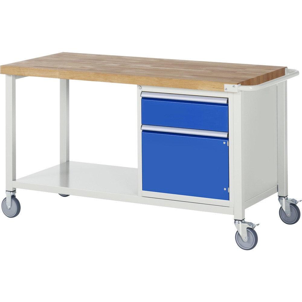 Illustration du produit: RAU Établi mobile série 8000, 1 tablette, 1 porte battante, HxlxP 880-1 080 x 1 500 x 700 mm, 1 tiroir