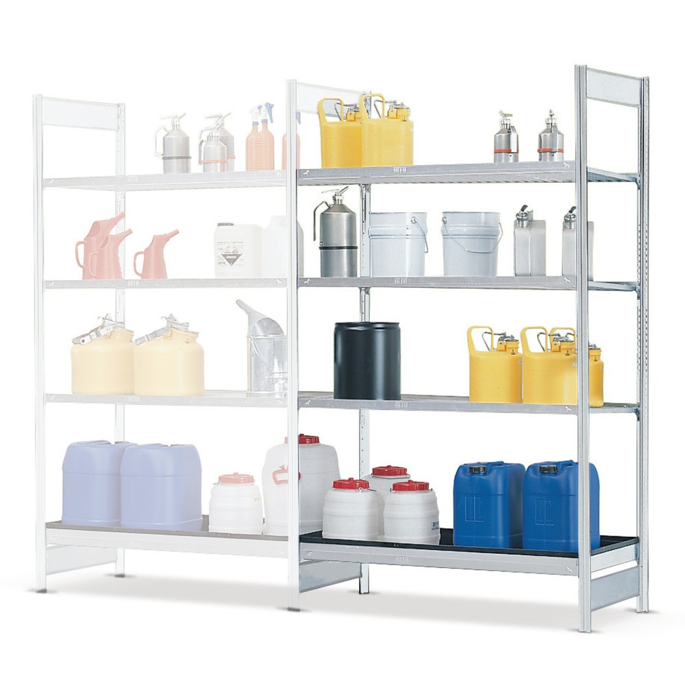 Illustration du produit: Rayonnage à matières dangereuses asecos®, pour liquides dangereux pour les eaux et agressifs, 1 bac collecteur 28 l, travée auxiliaire