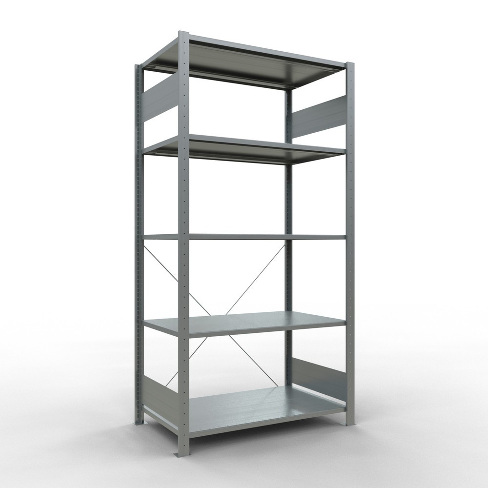 Illustration du produit: SCHULTE Rayonnage à tablettes galvanisé avec 5 tablettes en tôle d’acier, charge par tablette 150 kg, HxlxP 2 000 x 1 060 x 636 mm