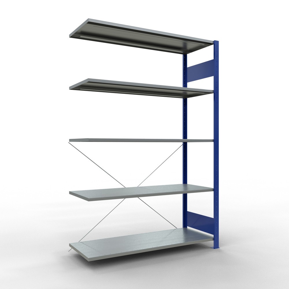 Illustration du produit: Rayonnage à tablettes SCHULTE, système enfichable, travée auxiliaire, CT 150 kg, bleu gentiane/galvanisé, H x l x P 2 000 x 1 300 x 500 mm