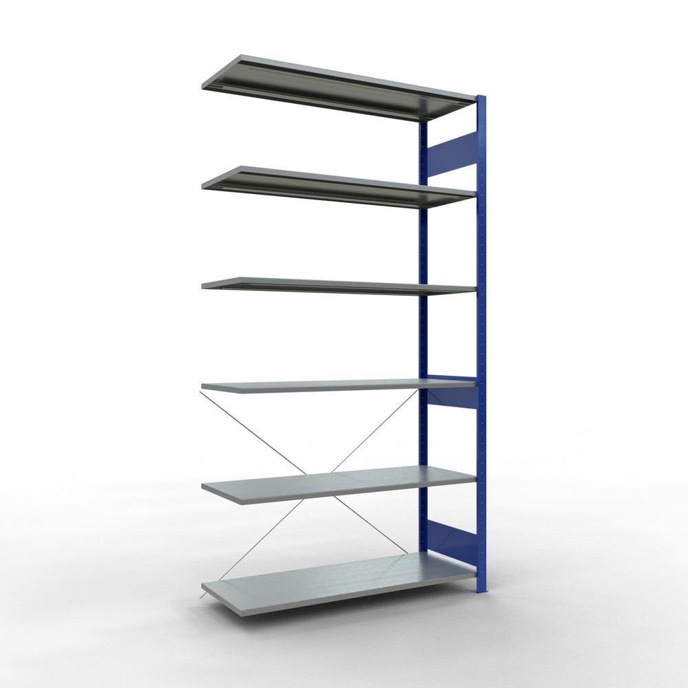 Illustration du produit: Rayonnage à tablettes SCHULTE, système enfichable, travée auxiliaire, CT 150 kg, bleu gentiane/galvanisé, H x l x P 2 500 x 1 300 x 500 mm