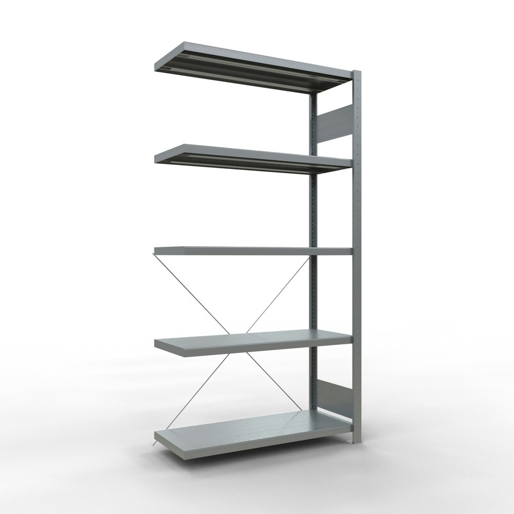 Illustration du produit: Rayonnage à tablettes SCHULTE, montage par enfichage, travée auxiliaire, charge par tablette 330 kg, galvanisé, HxlxP 2000 x 1000 x 400 mm